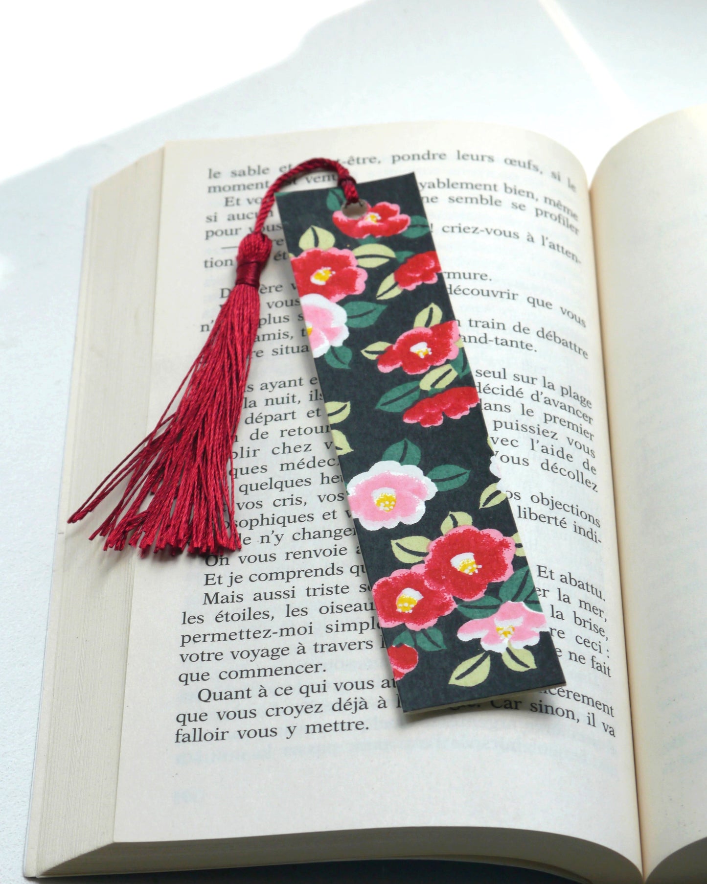 Marque-page en papier japonais - Champ de fleurs