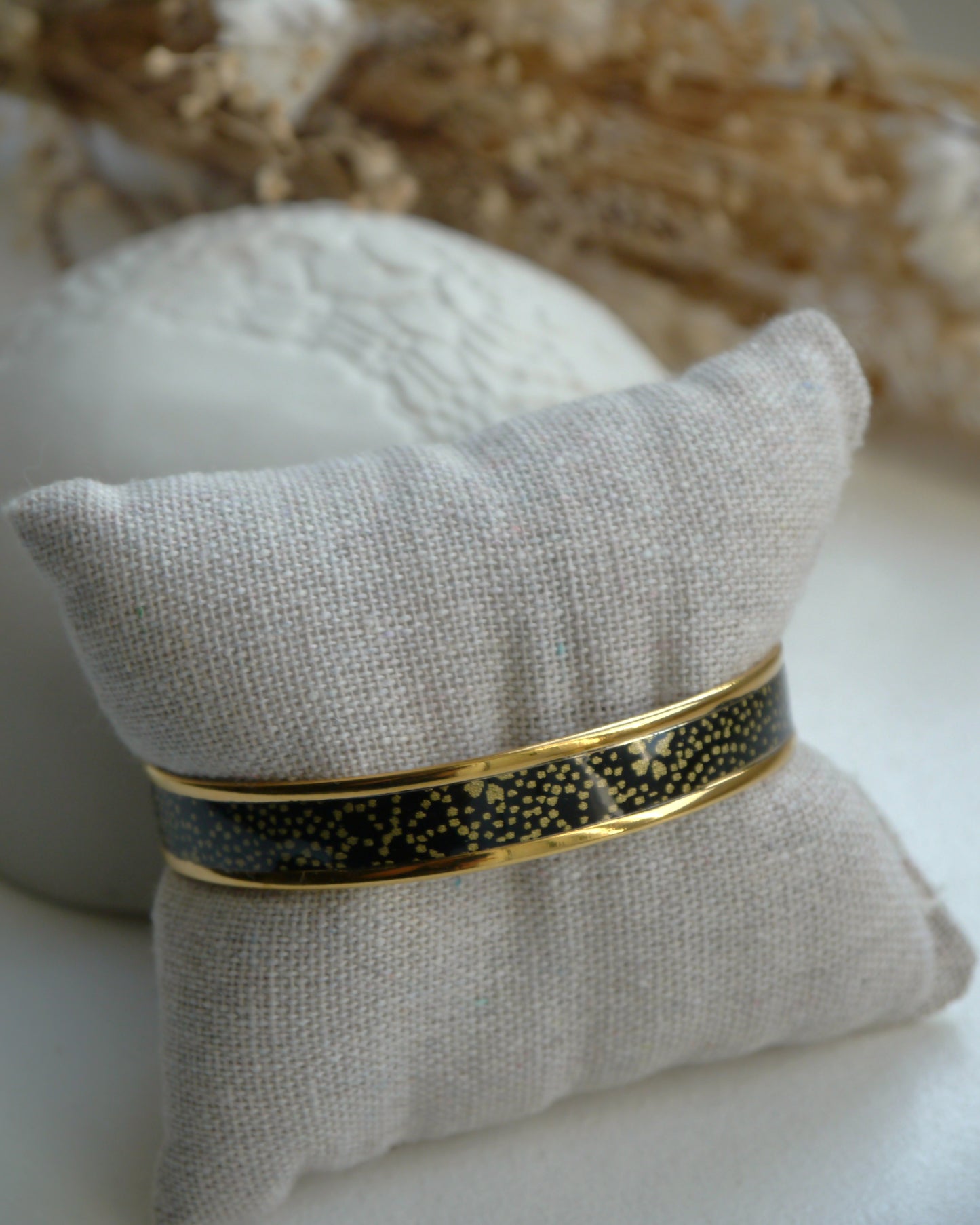 Bracelet jonc en papier japonais - Noir et or