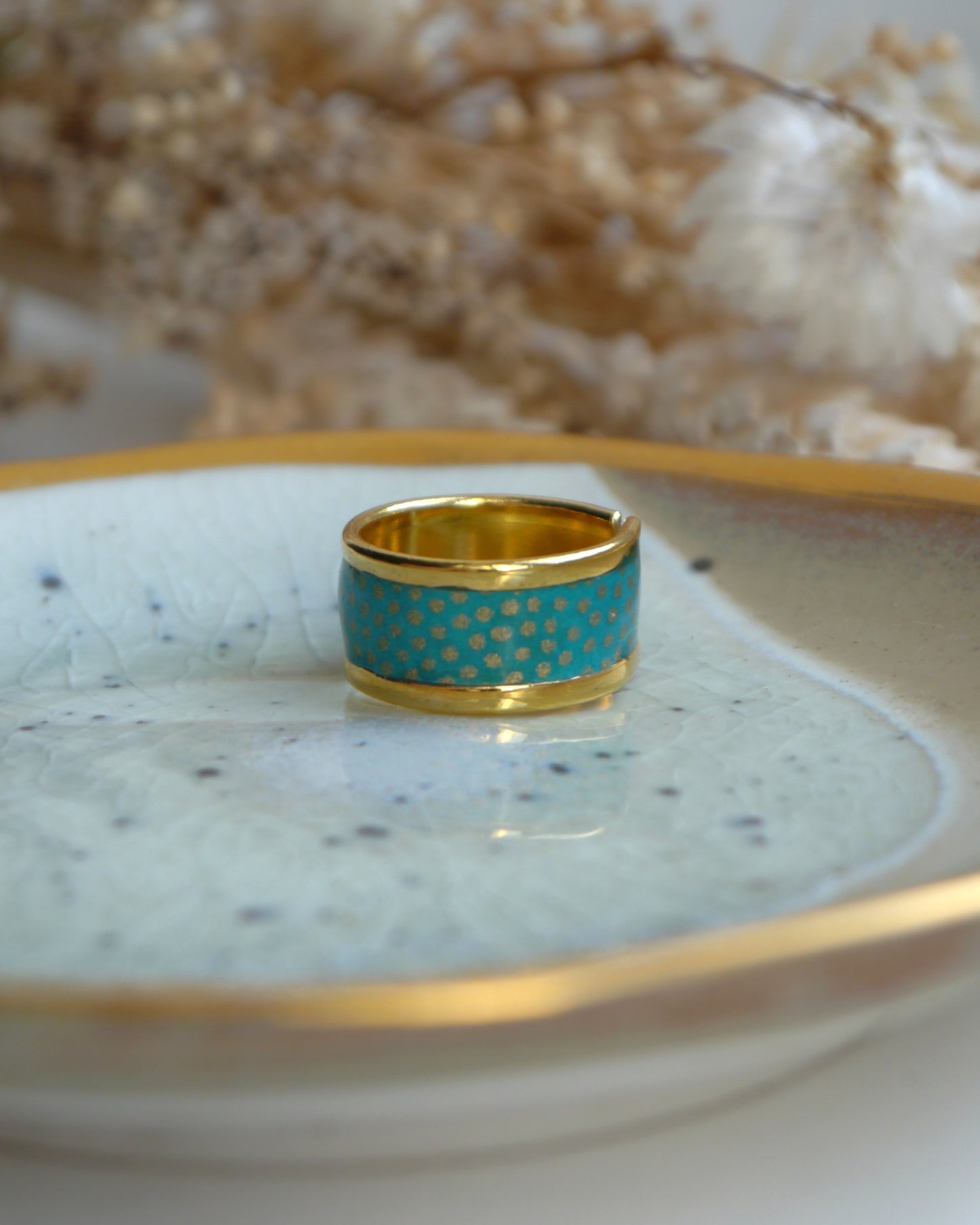 Bague anneau en papier japonais - Turquoise