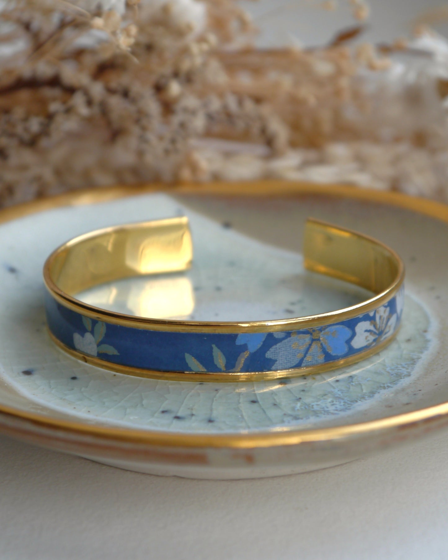 Bracelet jonc en papier japonais - Fleurs de cerisiers