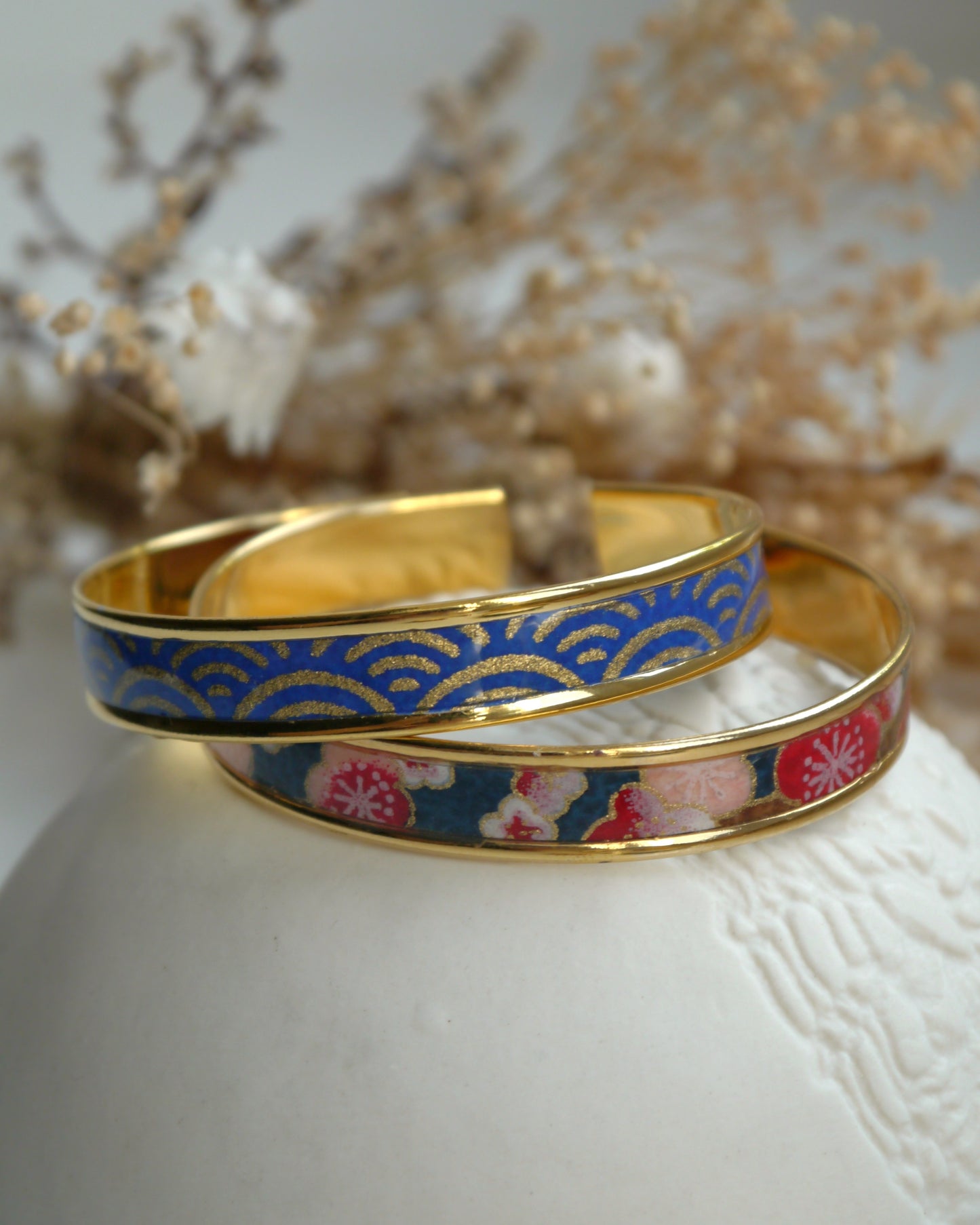 Japanese paper bangle bracelet - Plum