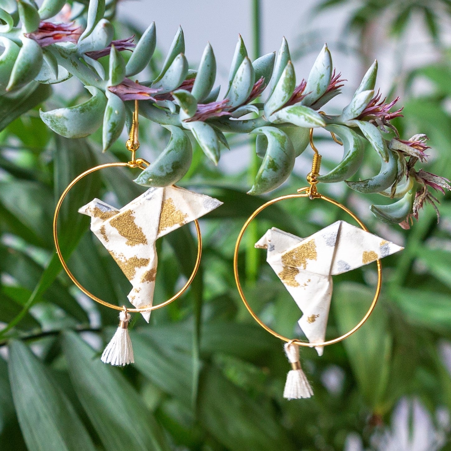 Boucles créoles kusudama en origami - Fait main Boucles créoles kusudama en origami - Fait main