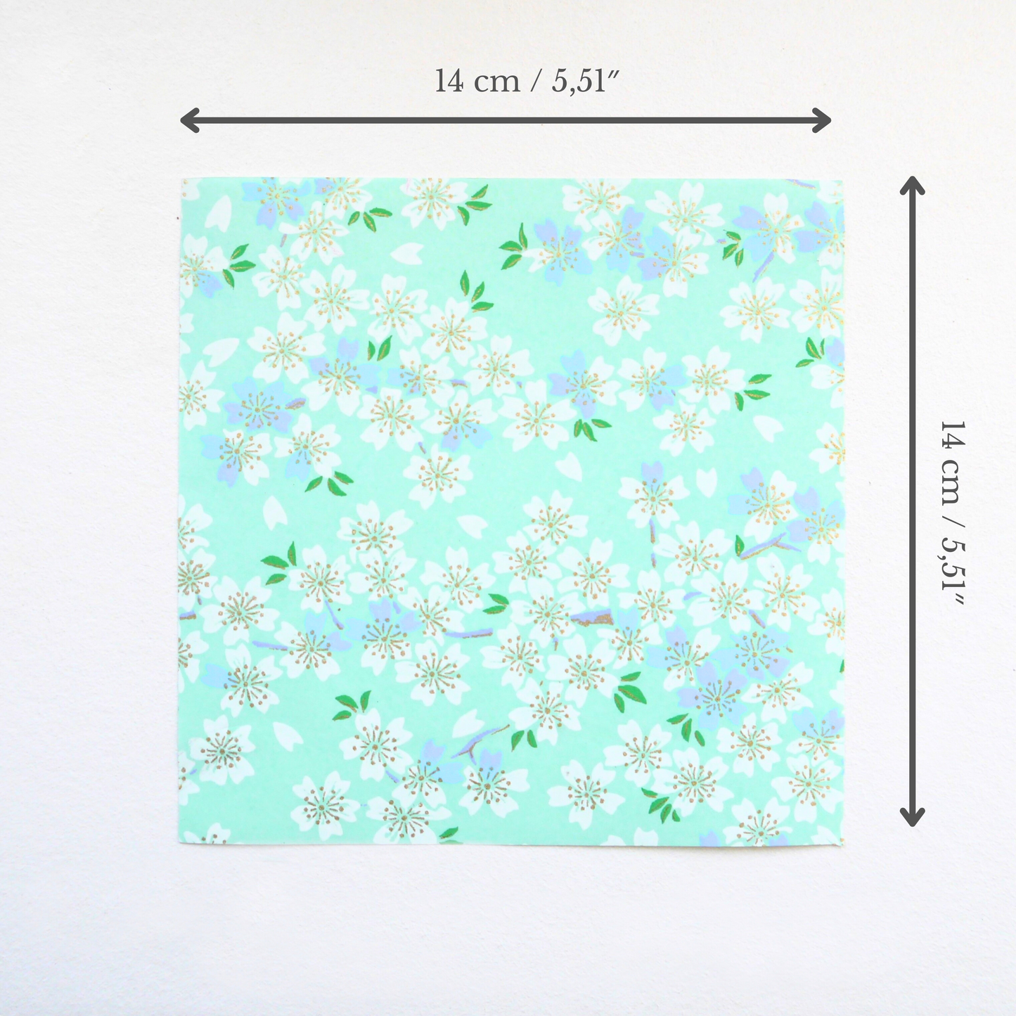 Kit of 7 Japanese origami papers - "Bergamot" - Green, mint, white, gold