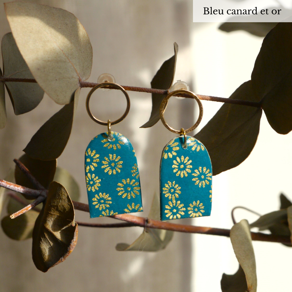 Boucles d'oreilles en papier japonais - Collection Aachi