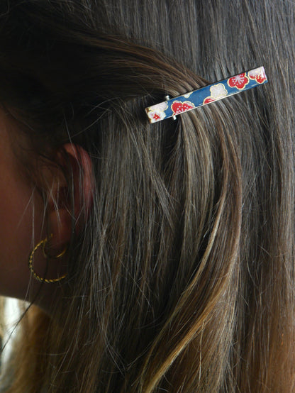 Small Japanese paper hair clip - Plum