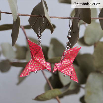 Boucles d'oreilles origami - Couple de colombes