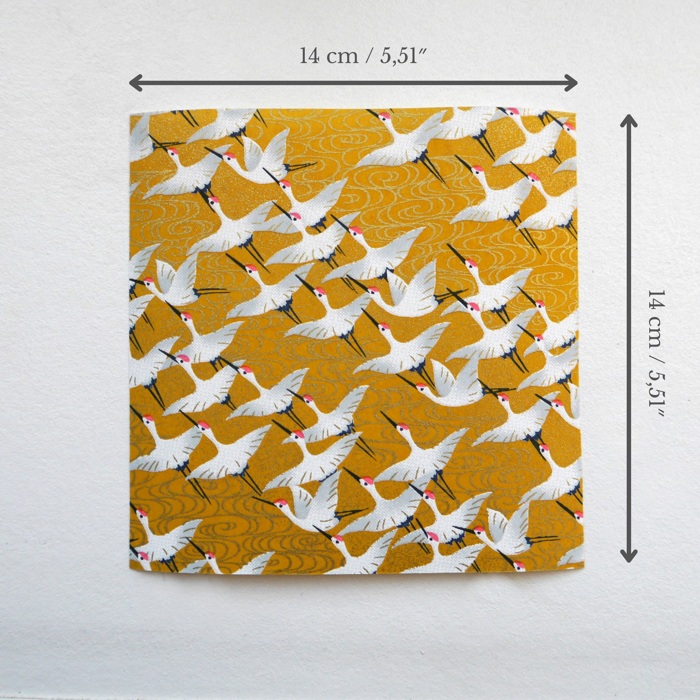 Kit of 7 Japanese origami papers - "Citrus" - Yellow, mustard, white, gold