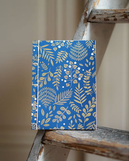 Small Japanese notebook - Blue/gold berries