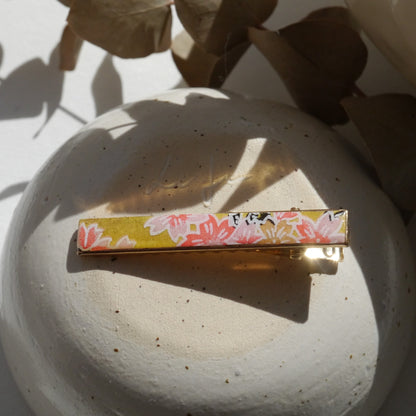 Small Japanese paper hair clip - Yellow