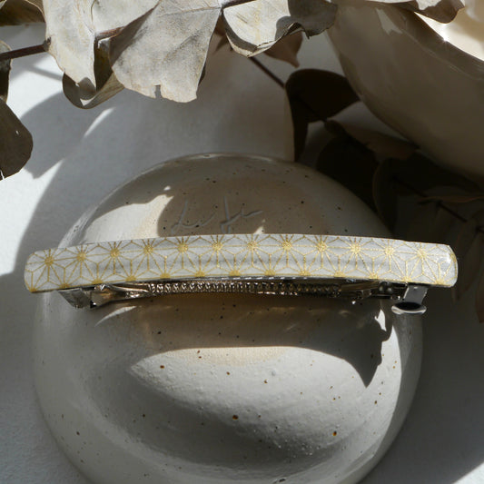 Grande barrette cheveux à clip en papier japonais - Etoilé