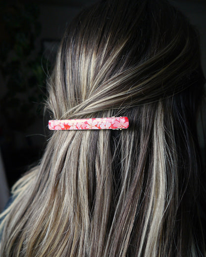 Grande barrette cheveux à clip en papier japonais - Rouge