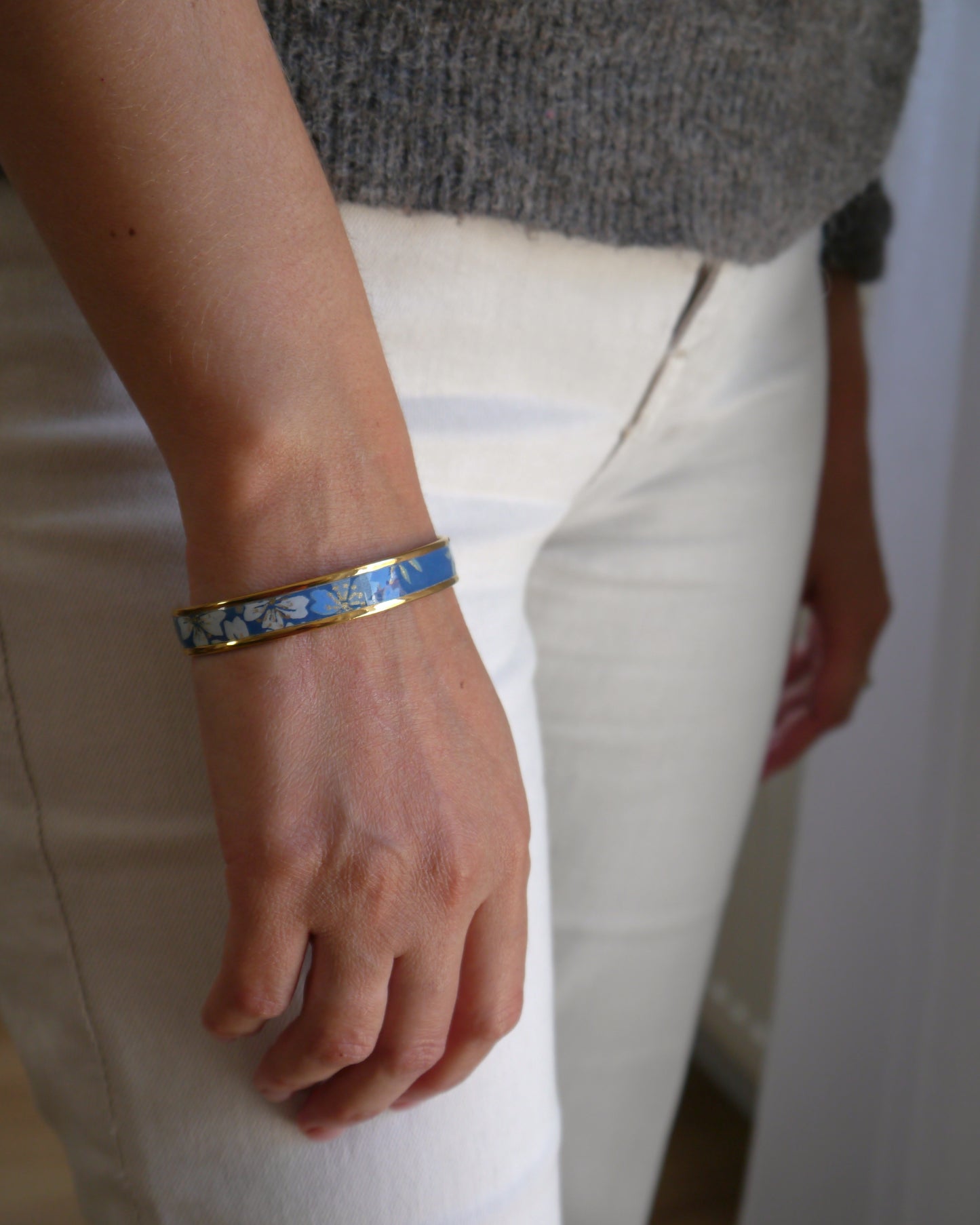 Bracelet jonc en papier japonais - Fleurs de cerisiers