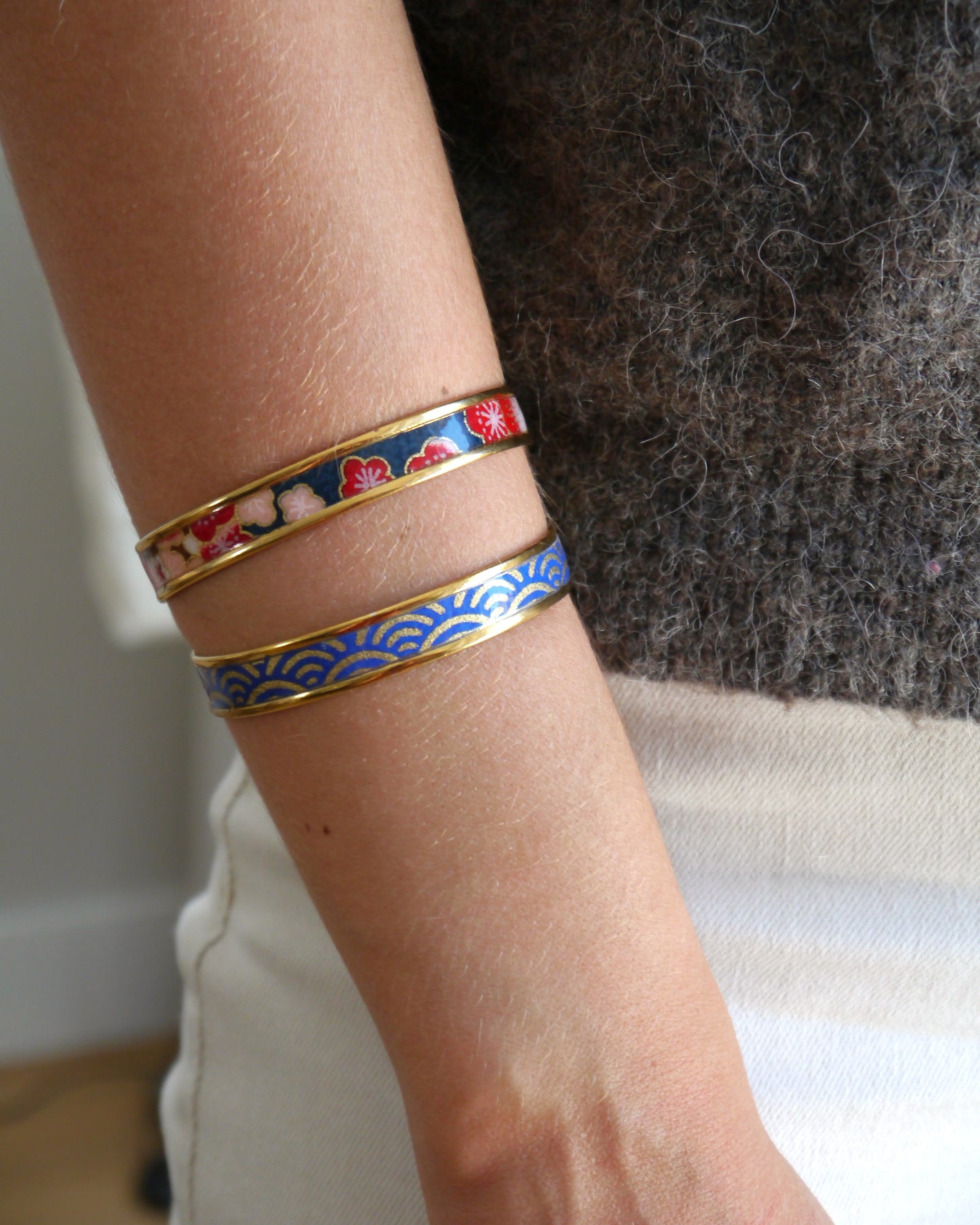 Bracelet jonc en papier japonais - Prune