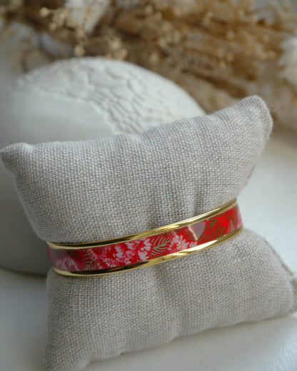 Bracelet jonc en papier japonais - Hortensia carmin