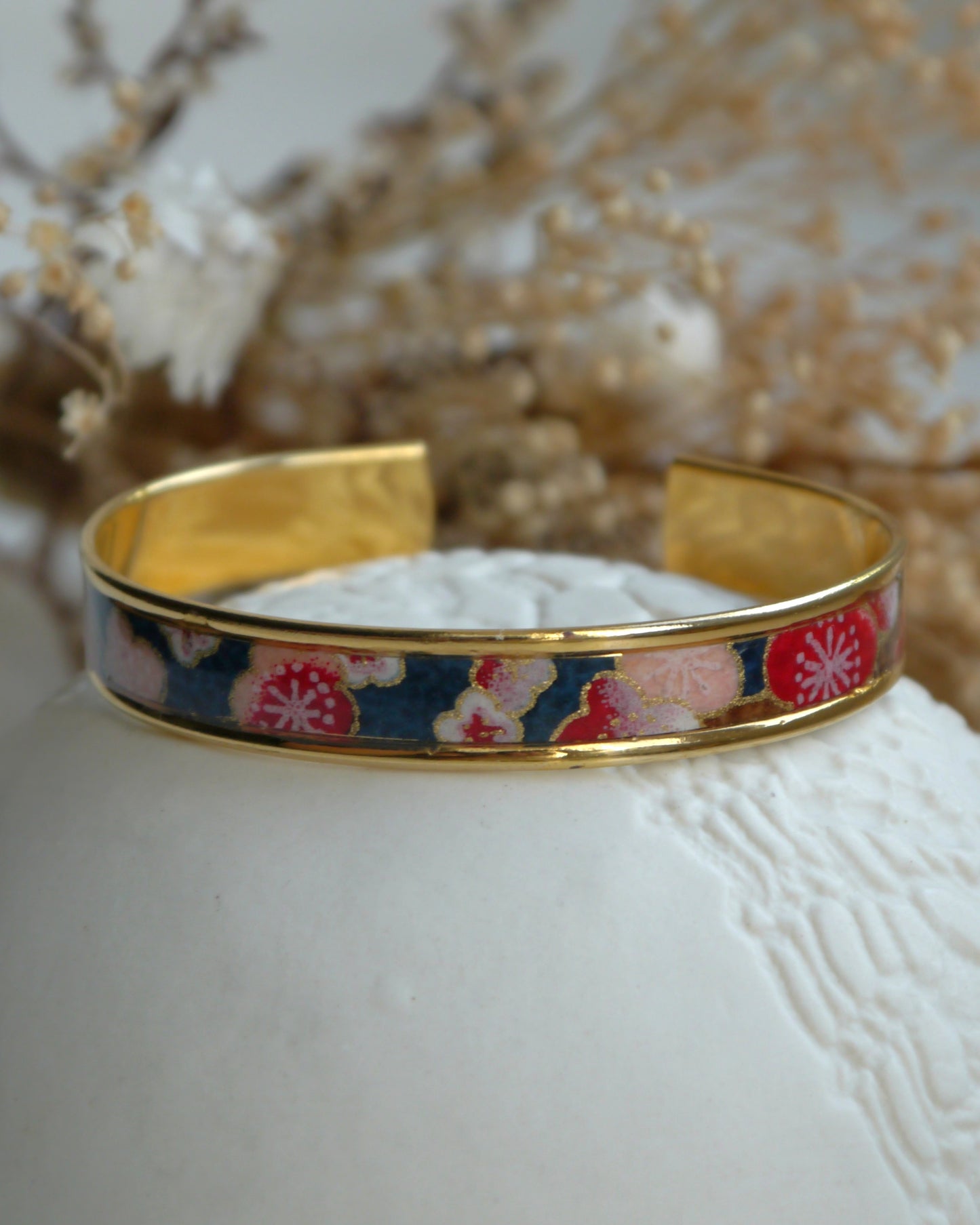 Bracelet jonc en papier japonais - Prune