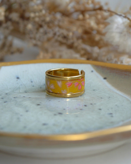 Bague anneau en papier japonais - Orangé