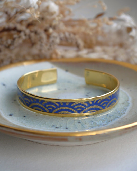 Bracelet jonc en papier japonais - Vagues dorées