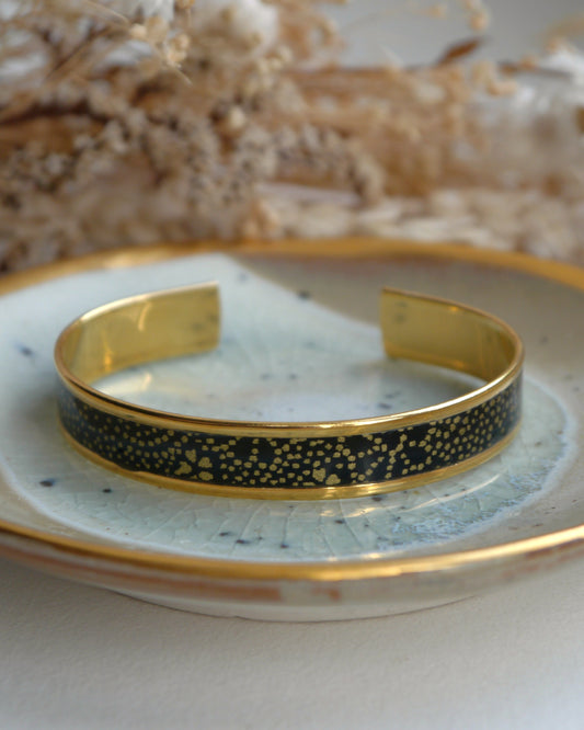 Bracelet jonc en papier japonais - Noir et or