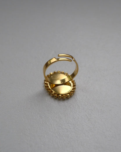Bague médaillon en papier japonais - Fleurs canard