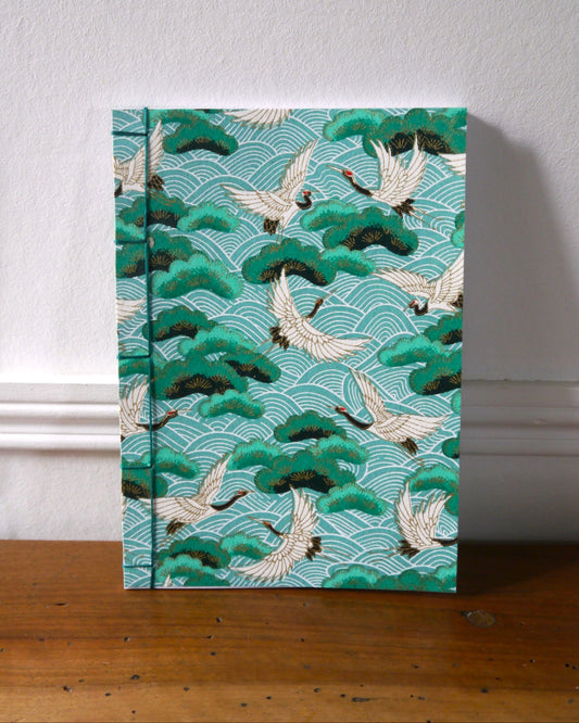 Grand carnet japonais - Grues vertes