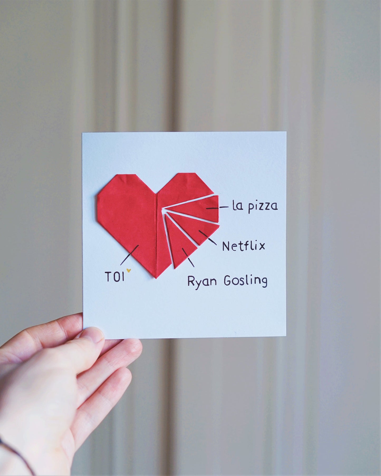 La carte origami des amoureux ou de St-Valentin - Personnalisable