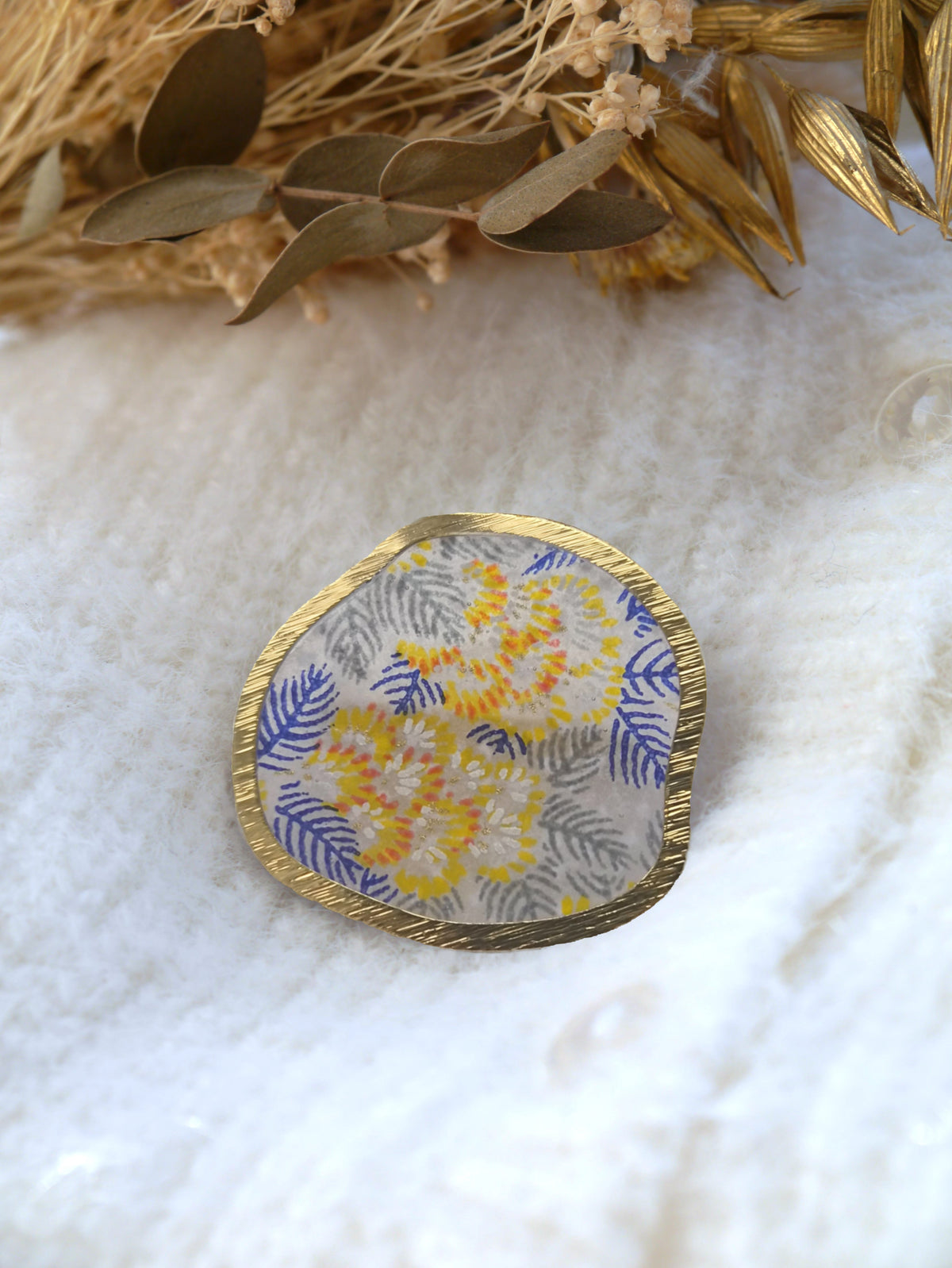 Broche en papier japonais - Hortensia
