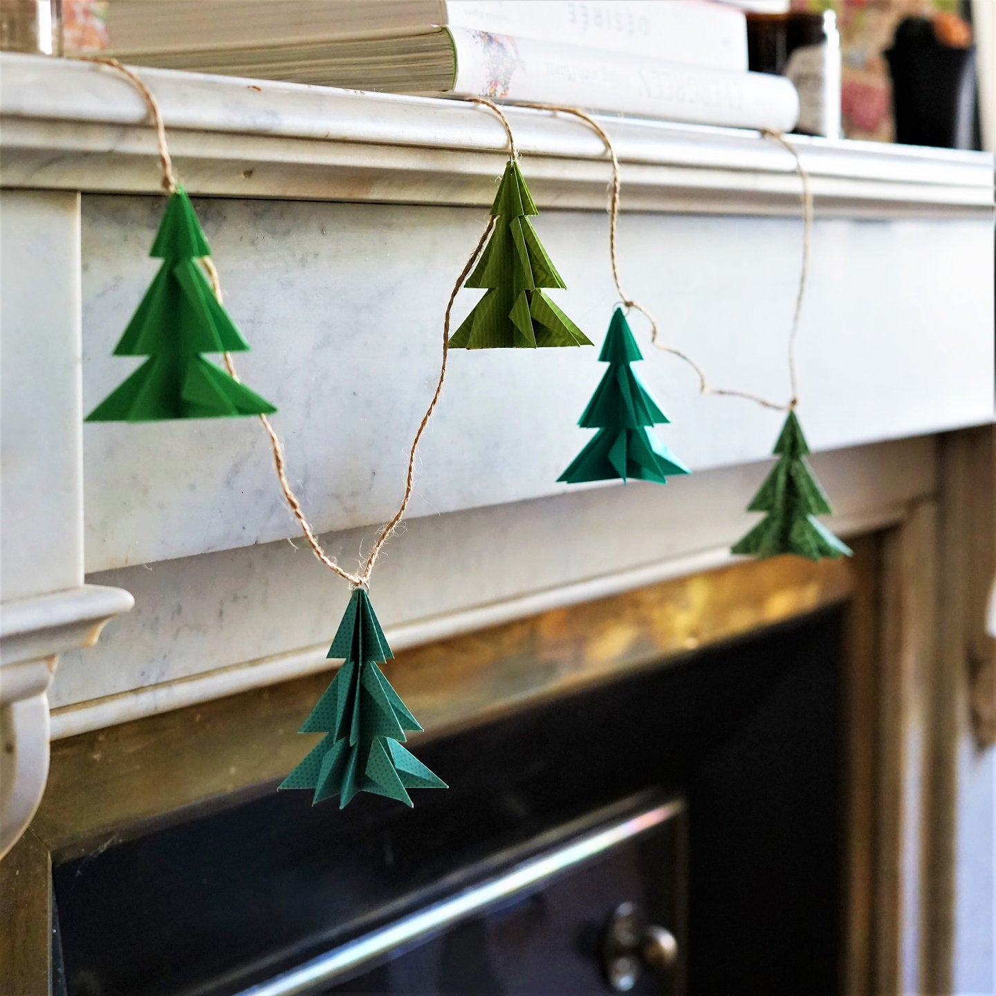 Origami tree garland