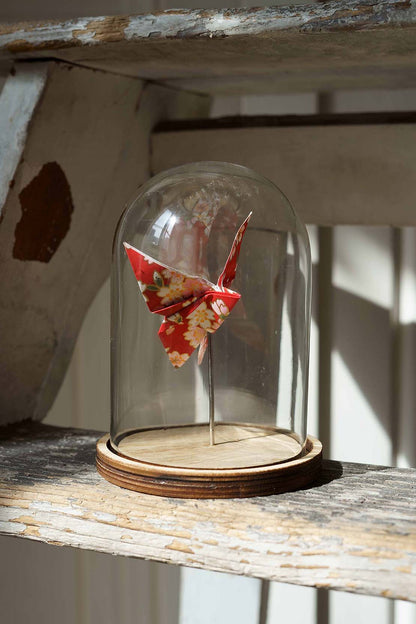 Small glass bell - Japanese origami butterfly