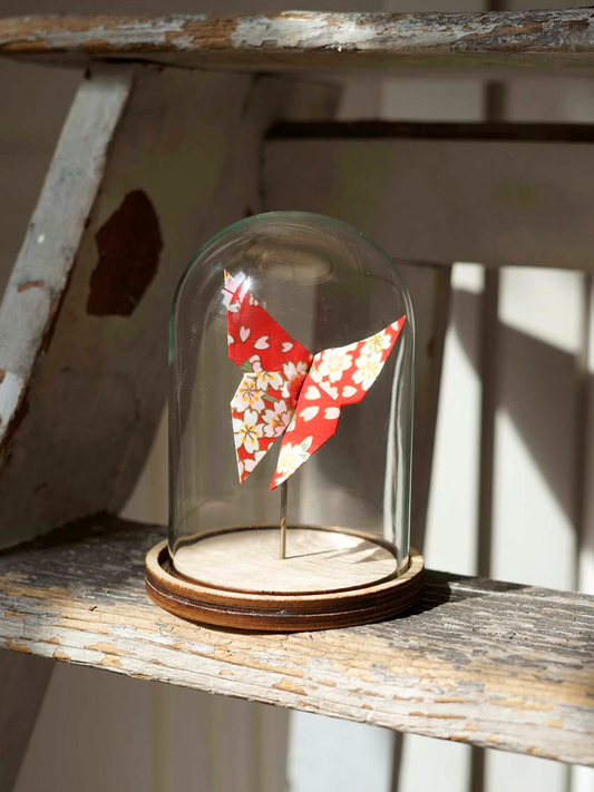Petite cloche verre - Papillon japonais en origami
