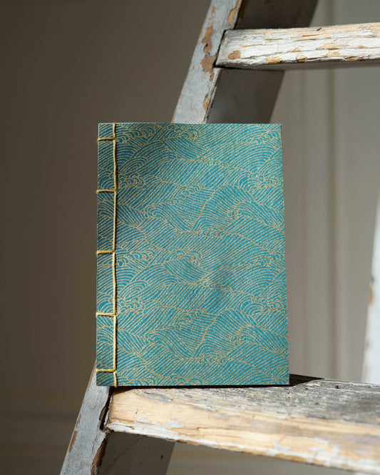 Small Japanese notebook - Duck blue/gold foam