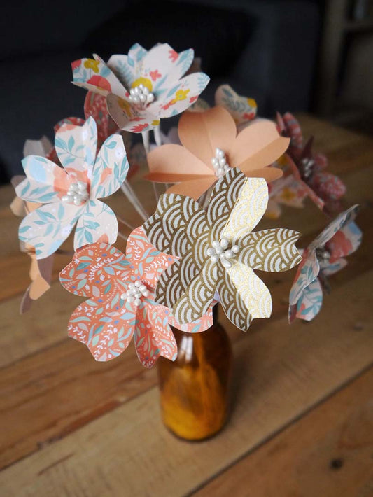 Bouquet origami fleurs de cerisiers - Pêche